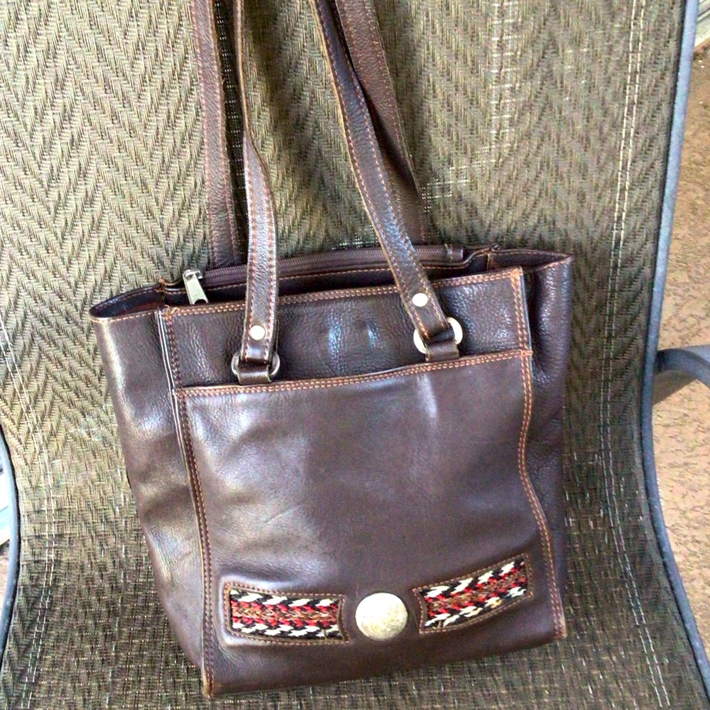 Force Ten West Brown Leather Tote Shoulder Bag